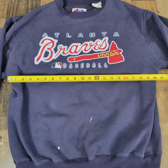 Atlanta Braves Baseball Crewneck Sweater MLB Vintage 90s Majestic Mens‎ Large - Picture 8 of 9